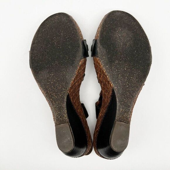 Naya Maize Black Leather Strappy Slingback Wedge Platform Sandals Size 11 - Picture 12 of 13